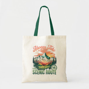 Always Take The Scenic Route – Vintage Mountain Tote Bag