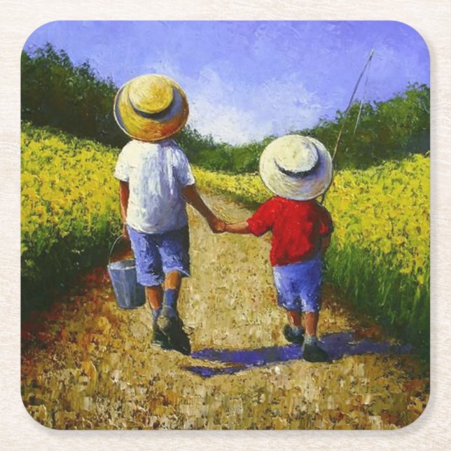 Always Time for Fishing Fine Art Square Paper Coaster (Front)