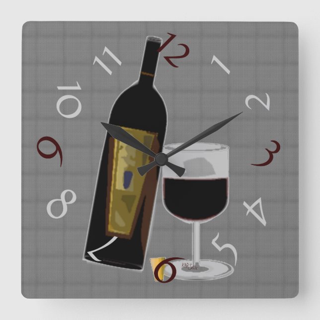 Always time for Wine Square Wall Clock (Front)