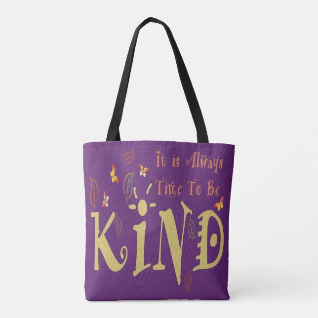 Always Time To Be Kind All-Over Print Tote Bag (Back)