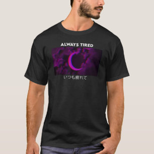 Always Tired Purple Moon Vaporwave Aesthetic Goth T-Shirt
