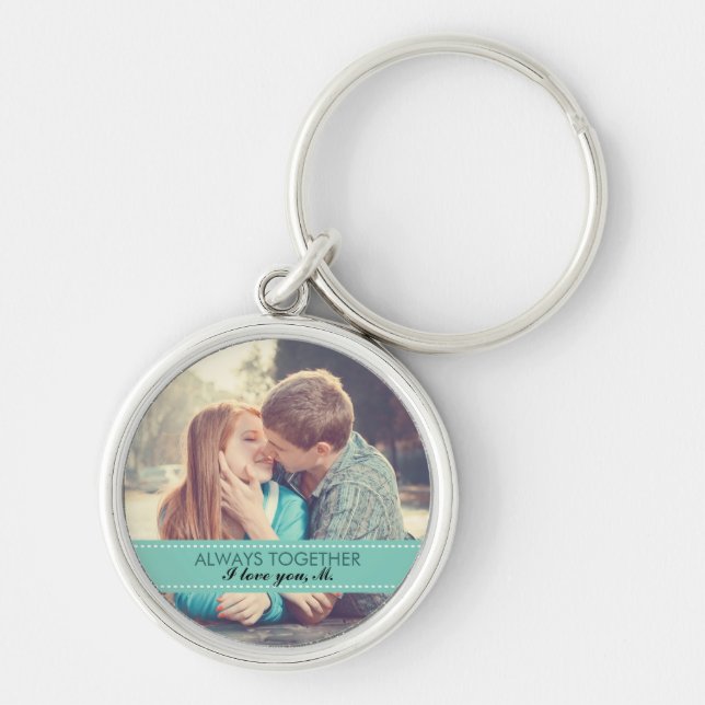Always Together Modern Custom Photo Romantic Key Ring (Front)