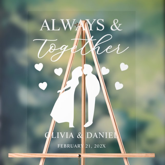 Always & Together Personalized Wedding Acrylic Sign (Neutral)