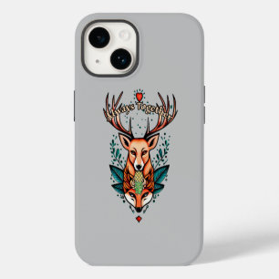 Always together stag and vixen tattoo style iPhone 14 case