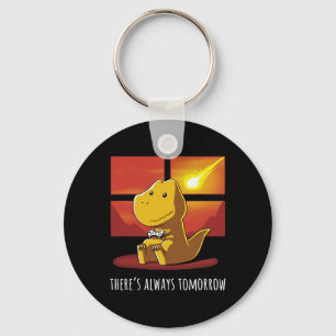 Always Tomorrow Dinosaur Playing Video Game 1 Key Ring