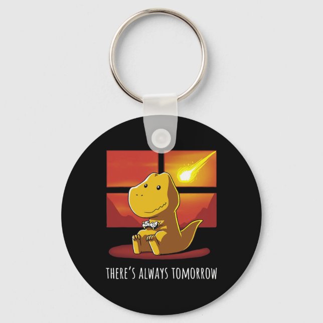 Always Tomorrow Dinosaur Playing Video Game 1  Key Ring (Front)