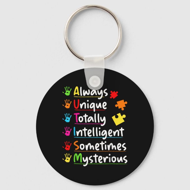 Always Unique Autism Awareness Totally Intelligent Key Ring (Front)