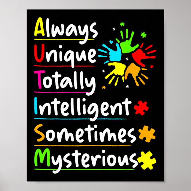 Always Unique Autism Awareness Totally Intelligent Poster (Front)
