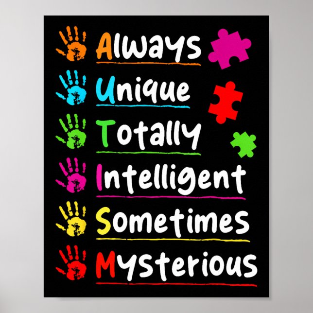 Always Unique Autism Awareness Totally Intelligent Poster (Front)