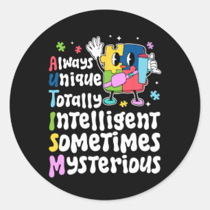 Always Unique Intelligent Autism Awareness Puzzle  Classic Round Sticker