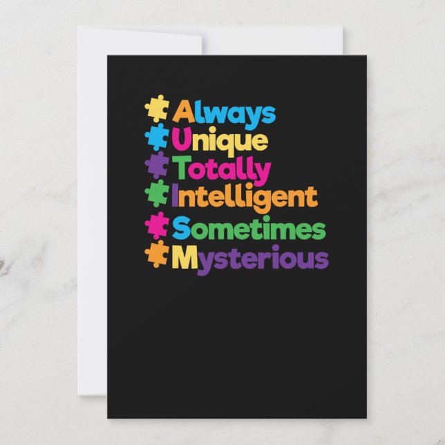 Always Unique Totally Intelligent Autism Invitation (Front)