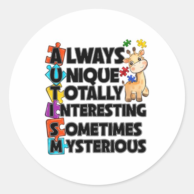 Always Unique Totally Intelligent Something Myster Classic Round Sticker (Front)