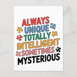 Always Unique Totally Intelligent Sometimes Postcard