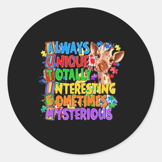 Always Unique Totally Interesting Sometimes Myster Classic Round Sticker (Front)