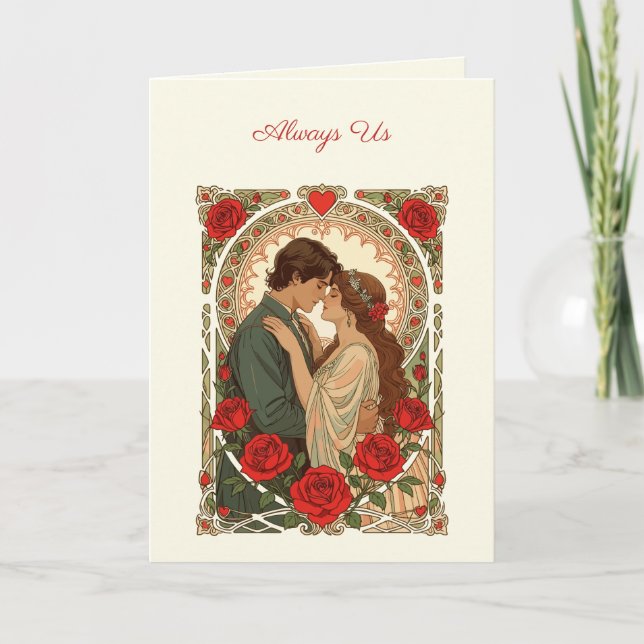 Always Us Romantic Art Nouveau Illustration Card (Front)