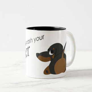 "Always Wash your Wiener" funny Two-Tone Coffee Mug