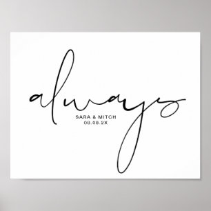 Always Wedding Poster Sign with Names and Date
