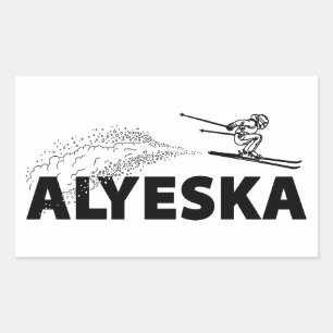 Alyeska Alaska Ski Jumper Rectangular Sticker