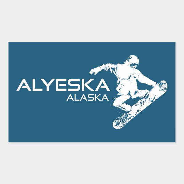 Alyeska Alaska Snowboarder Rectangular Sticker (Front)