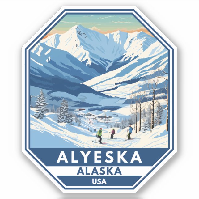 Alyeska Alaska Winter Travel Art Vintage (Front)