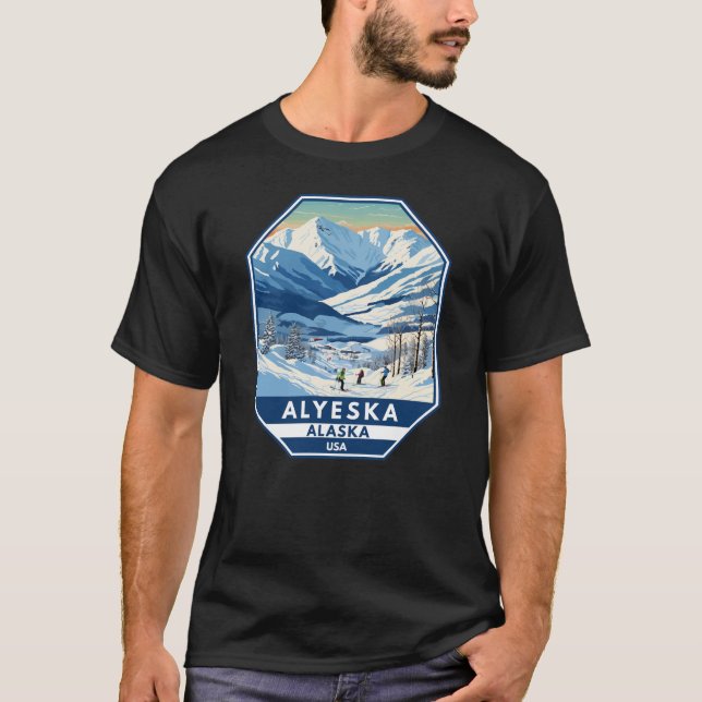 Alyeska Alaska Winter Travel Art Vintage T-Shirt (Front)