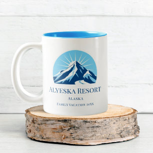 Alyeska Resort Alaska ski resort area coffee Two-Tone Coffee Mug