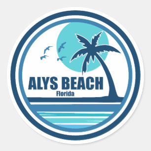 Alys Beach Fort Walton Palm Tree Birds Classic Round Sticker