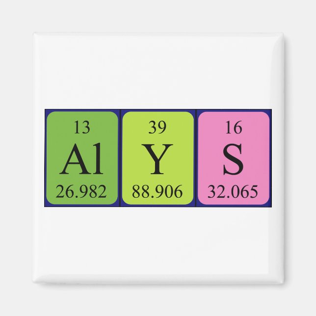 Alys periodic table name magnet (Front)