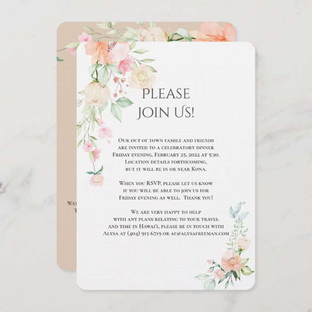 Alysa -Revised2 Details Watercolor Spring Blossoms Invitation (Front/Back)