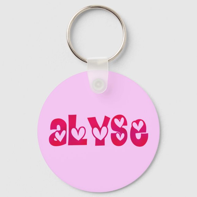 Alyse in Hearts Key Ring (Front)