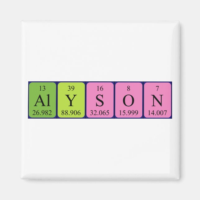 Alyson periodic table name magnet (Front)