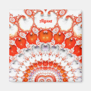 ALYSSA ~ Abstract Pattern ~ Red Orange White~ Magnet