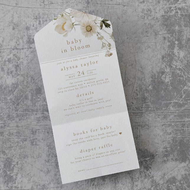 ALYSSA Baby In Bloom Diaper Raffle Baby Shower All In One Invitation (ALYSSA Baby In Bloom Diaper Raffle Baby Shower All In One Invitation)