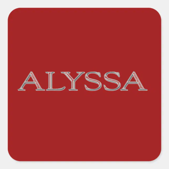 Alyssa Custom Raised Lettering Square Sticker Zazzle