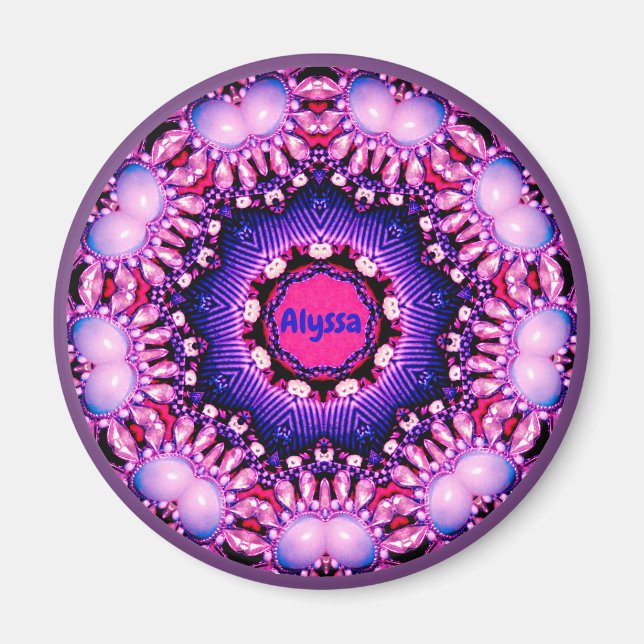 ALYSSA ~ Personalised Gems Pattern Fractal ~  Magnet (Front)
