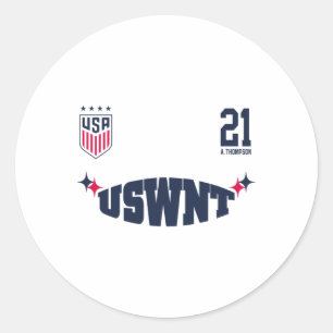 Alyssa Thompson 21 White Uswnt Officially Licensed Classic Round Sticker