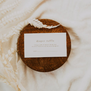 ALYSSA White Gold Simple Baby Shower Diaper Raffle Enclosure Card