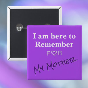 ALZ Purple Alzheimers Disease Awareness Caregivers 15 Cm Square Badge