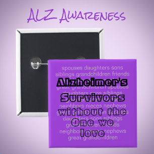 ALZ Purple Alzheimers Disease Awareness Survivors 15 Cm Square Badge