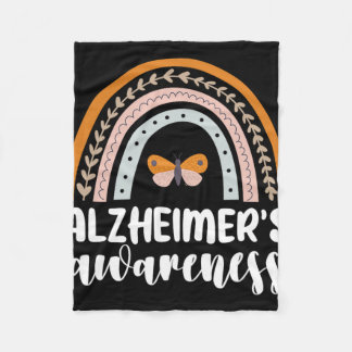 Alzheimer&#39;s Awareness Dementia Rainbow Butterf Fleece Blanket