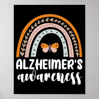 Alzheimer&#39;s Awareness Dementia Rainbow Butterf Poster