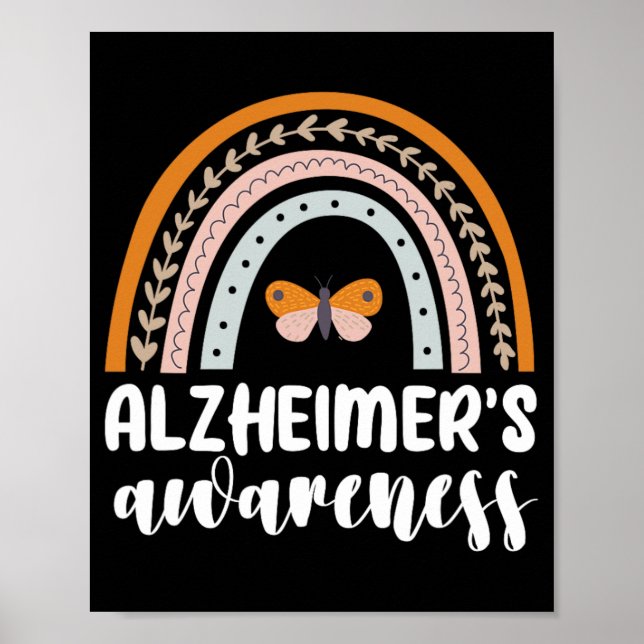 Alzheimer&#39;s Awareness Dementia Rainbow Butterf Poster (Front)