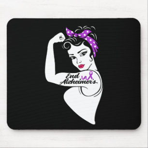 Alzheimer Awareness Strong Purple Ribbon Women Ban Mouse Pad