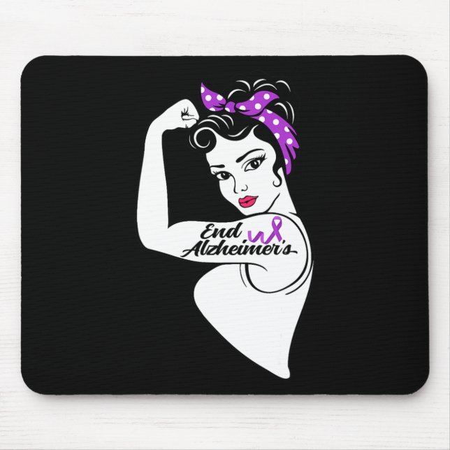 Alzheimer Awareness Strong Purple Ribbon Women Ban Mouse Pad (Front)