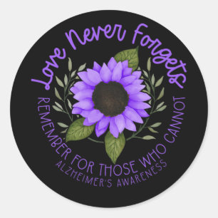 Alzheimer Awareness Tee For Men And Women Purple S Classic Round Sticker