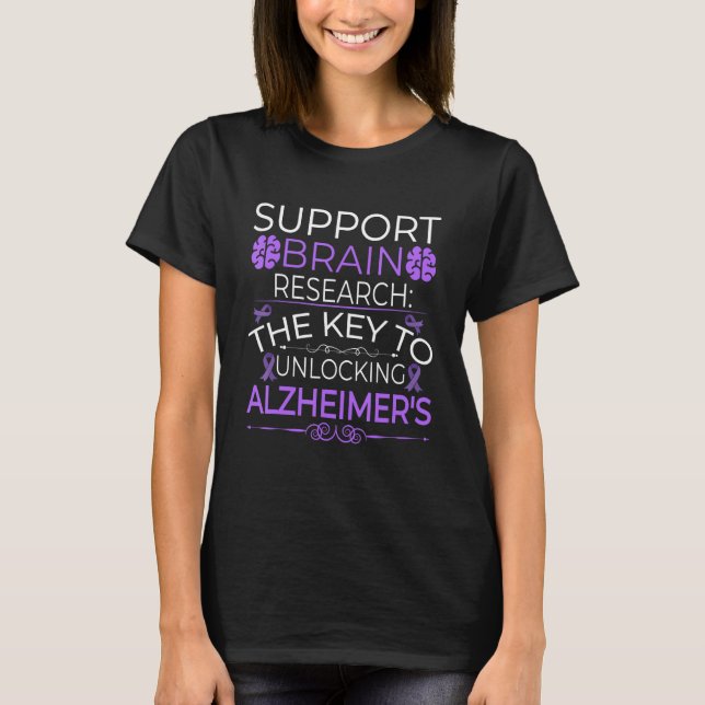 Alzheimer Brain Injury Design Purple Alzheimers Aw T-Shirt (Front)