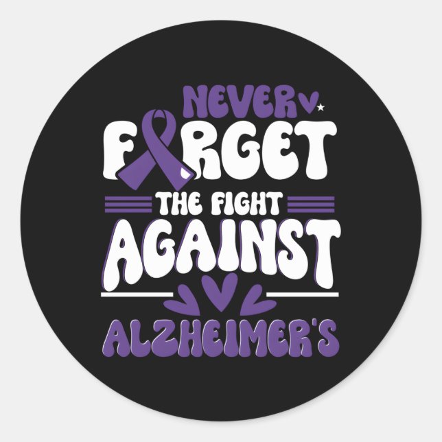 Alzheimer Brain Injury Purple Alzheimers Awareness Classic Round Sticker (Front)