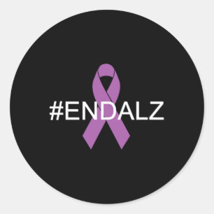 Alzheimer #end Heimer Awareness Purple Top Classic Round Sticker