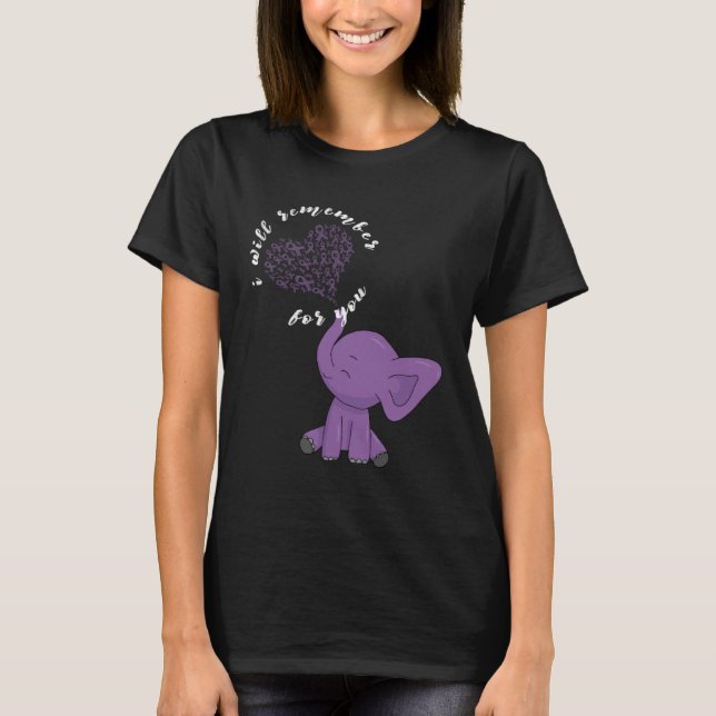 Alzheimer Monat I Endalz Purple Bow Elephant  1 T-Shirt (Front)