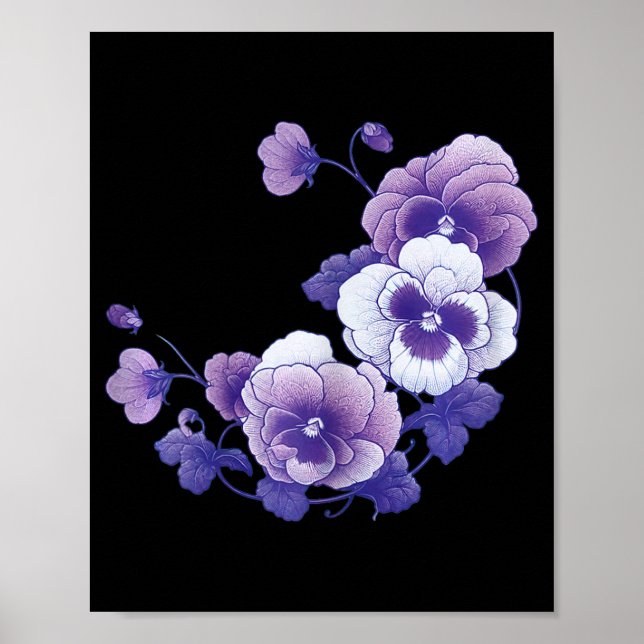 Alzheimer Purple Floral Pansy Alzheimer's Awar Poster (Front)